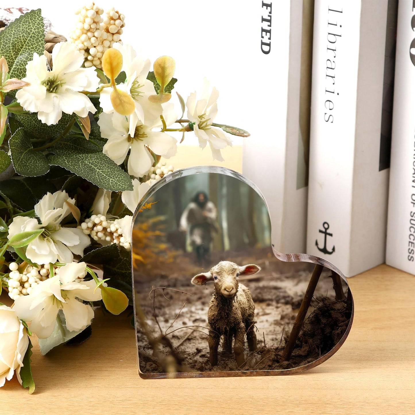 Christian thank you gifts - Jesus and Lamb Religious Home Decor for Mom Gifts ,Inspirational Christian Gifts for Women,Friends,Mother's,teacher,christians,pastor,Baptism,Christmas, or Birthday (4"x4")D-238