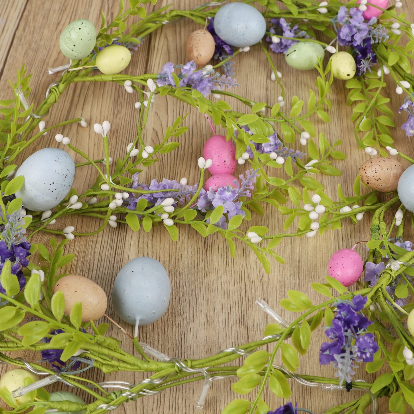 6 FT Easter Decorations for Home Lighted Easter Garland Artificial Egg Garlands with 20 LED Lights & Timer Spring Decor for Mantle Fireplace Table Door