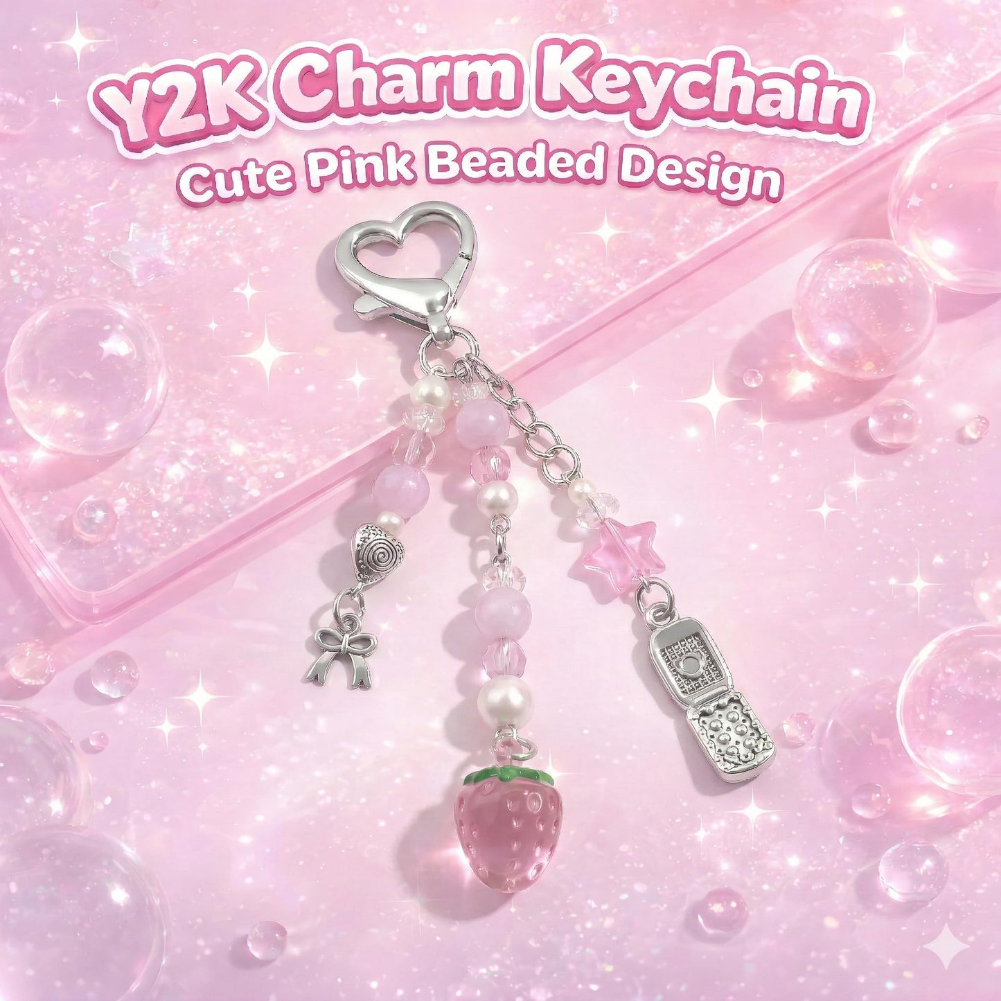AGEN KGEN Novelty keychains Aesthetic Y2K Keychain Charms Stylish Keychains Accessories for Women Bag Purse Gifts (1x Pink Strawberry)