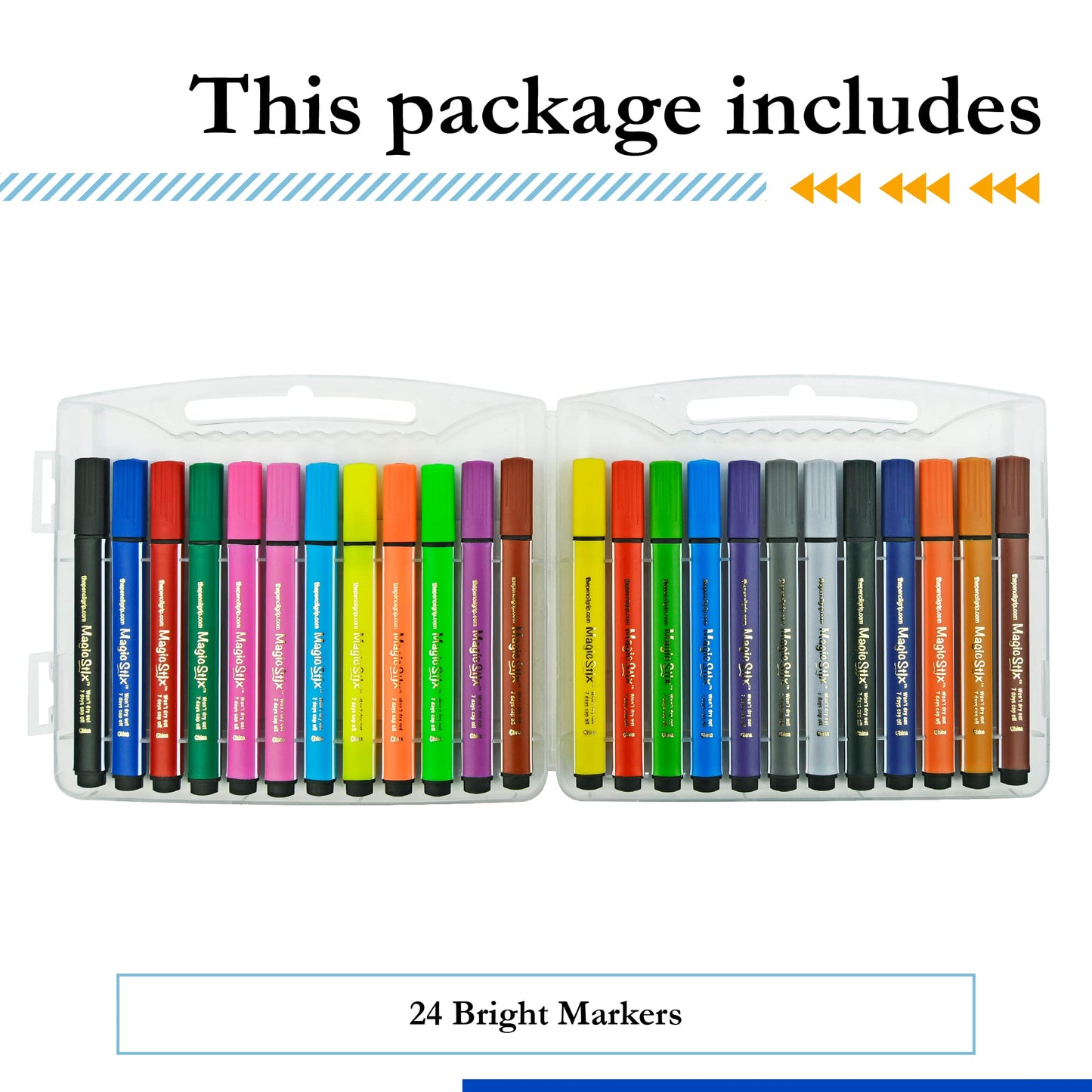 The Pencil Grip Magic Tri Stix, Non-Toxic and Washable Markers For Kids, 24 Assorted Stix Markers, TPG-397