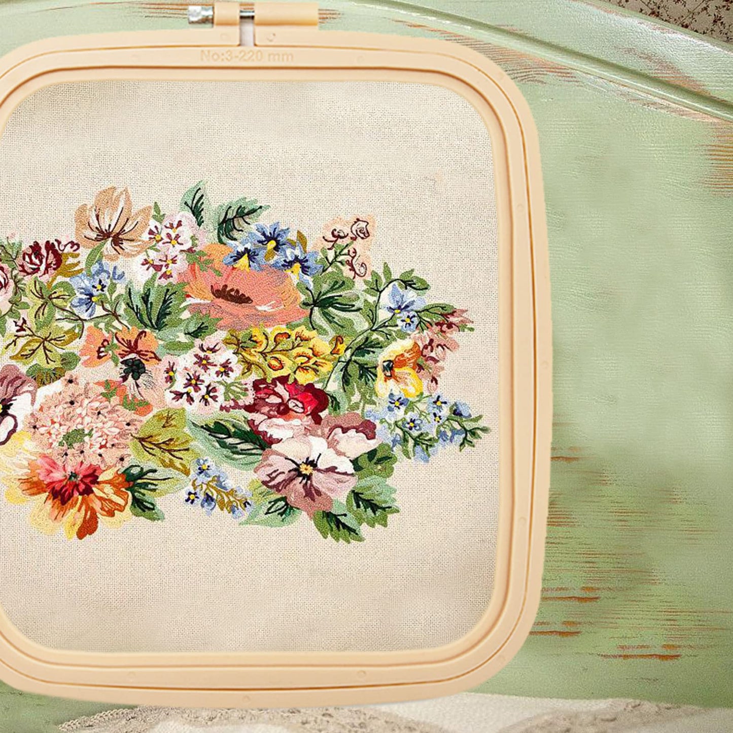 4 Pieces Embroidery Hoop Rectangle Square Embroidery Frame Cross Stitch Hoop Sewing Tool for Art Craft Handy Sewing (Multicolor),with Gold Eye Embroidery Needles