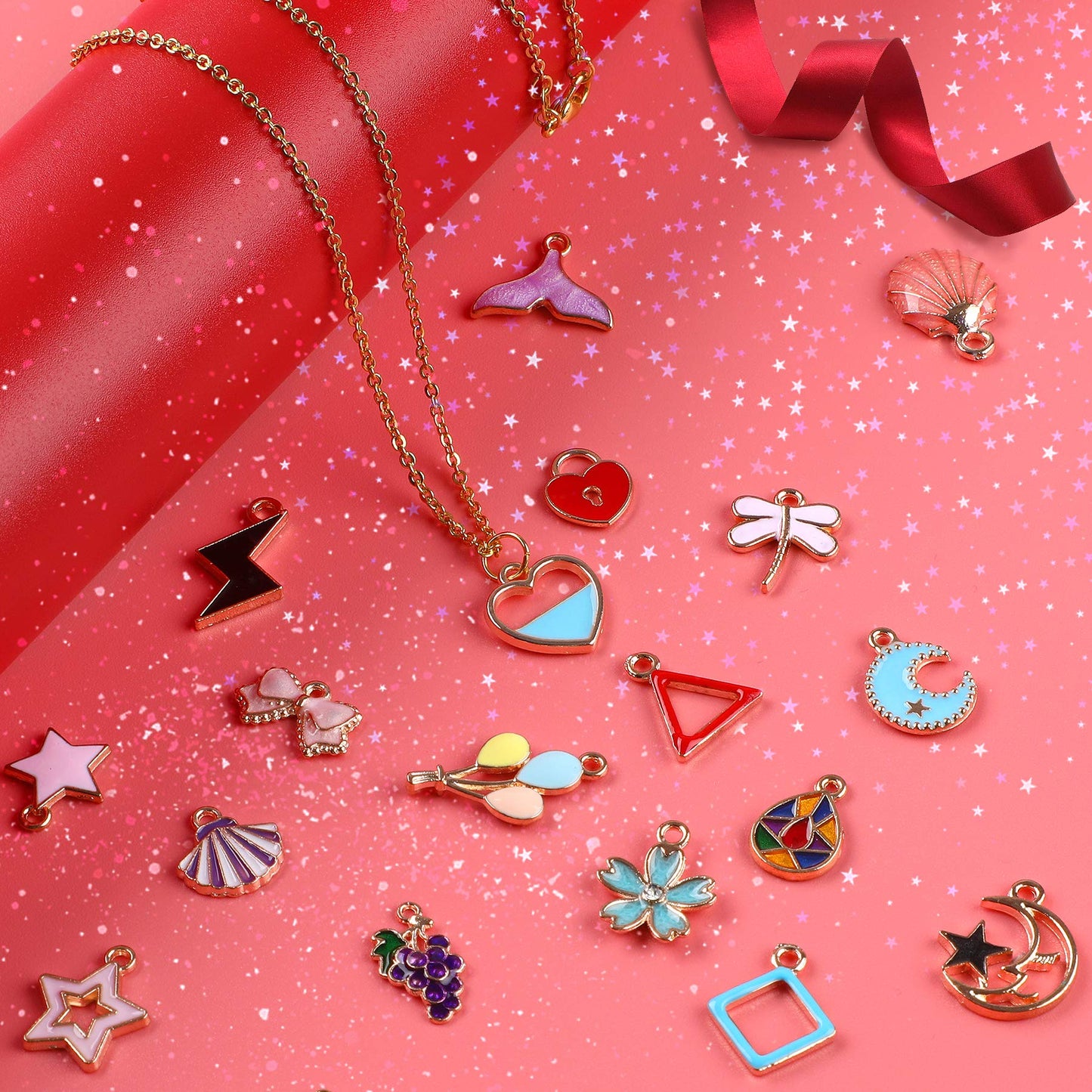 SANNIX 170Pcs Jewelry Making Charms Assorted Gold Plated Enamel Necklace Bracelet Charms Pendants for DIY Jewelry Making
