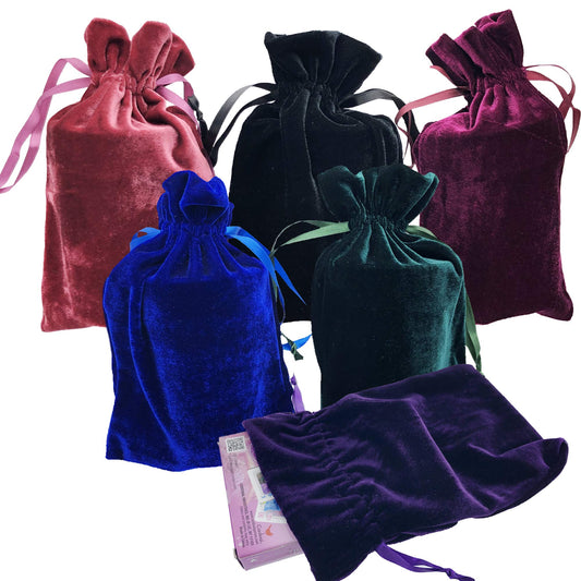 Velvet Tarot Rune Bag Bundle of 6: Moss Green, Royal Blue, Purple, Wine, Ross, Black 6" x 9" - Velvet Bag for Christmas Gifts Jewel, Watch and Small Items.