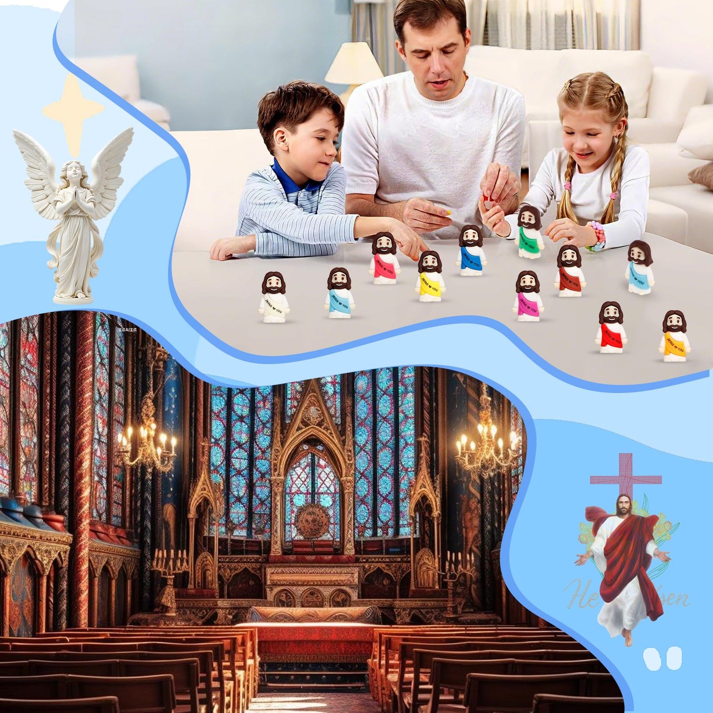 ajabavbd 40PCS Little Jesus Figures, 10 Color Tiny Jesus Figurines in Bulk, Mini Jesus Figure Religious Gifts, Christian Mothers Day Teacher Appreciation Gifts for Kids Women Mom (40PCS)
