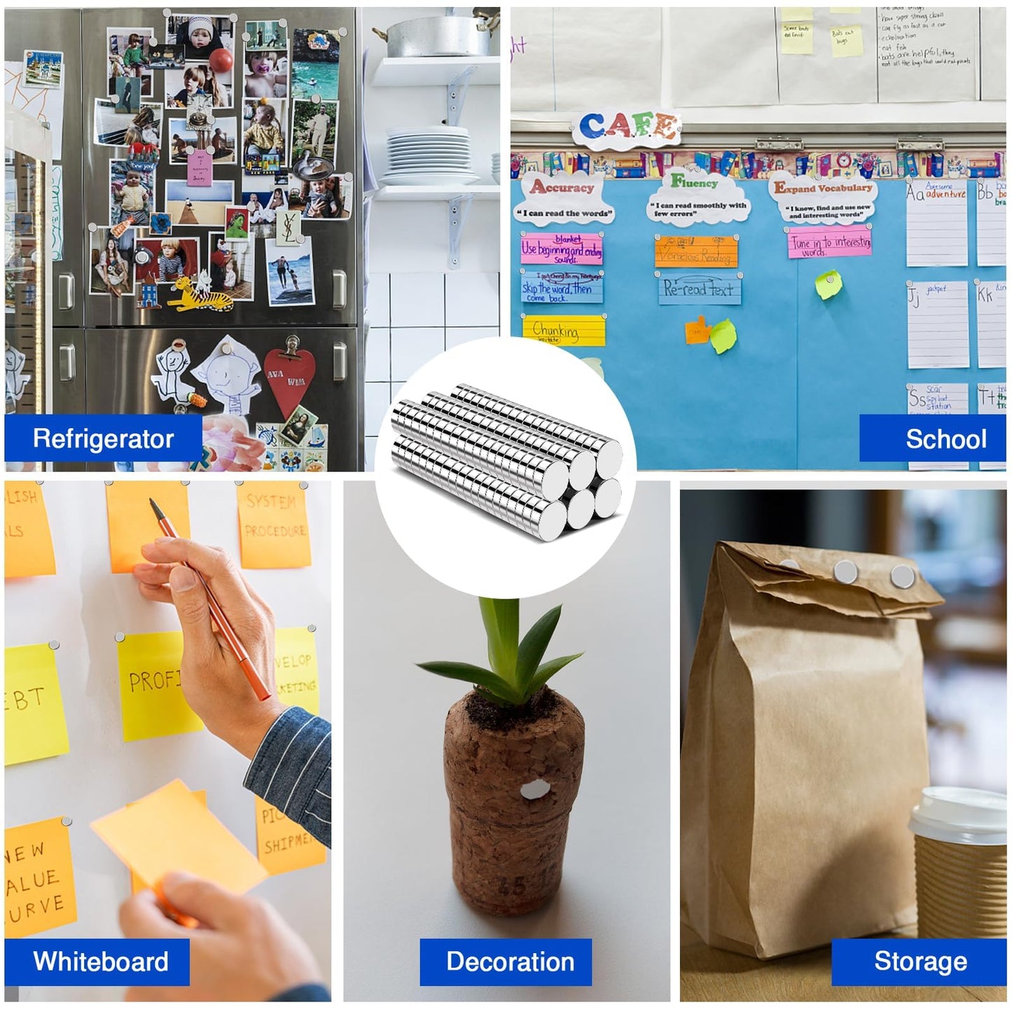 VSKIZ Refrigerator Magnets, 120 Pcs Rare Earth Magnets, Neodymium Fridge Magnet Whiteboard Magnets for Crafts, DIY, Office, Dry Erase Board