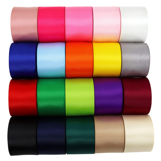 YERELO Double Face Satin Ribbon 1-1/2 inch Ribbon 20 Solid Color Ribbon Assortment, 1-1/2" X 2 Yard Each Total 40 Yards Per Package, Ribbon for Gift Wrapping Ribbons for Crafts Hair Ribbons