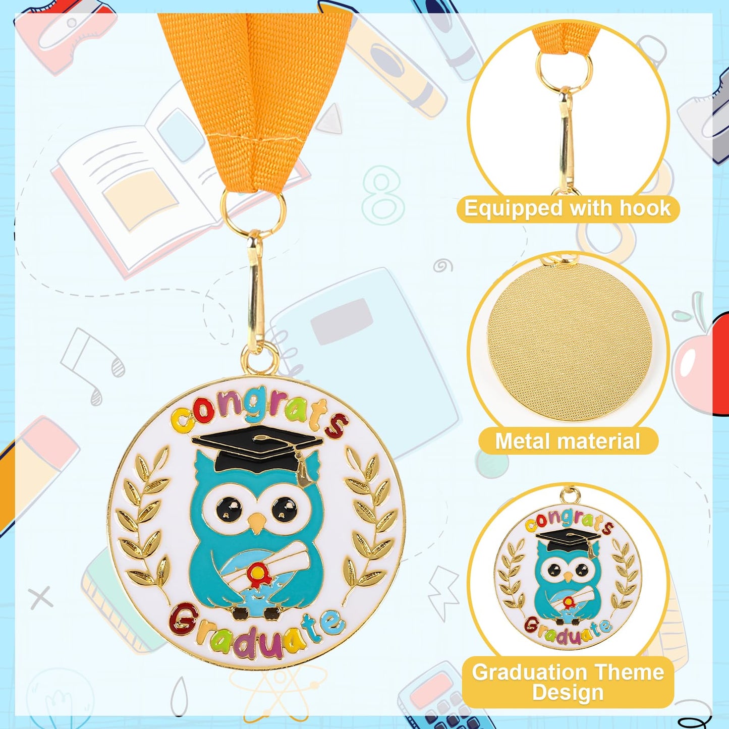 Kindergarten Graduation Medal for Kids Preschool Prek Graduation Decorations Gifts Medals with Neck Ribbon for School Student Graduation Party Gifts Favors(Metal 2Pcs)