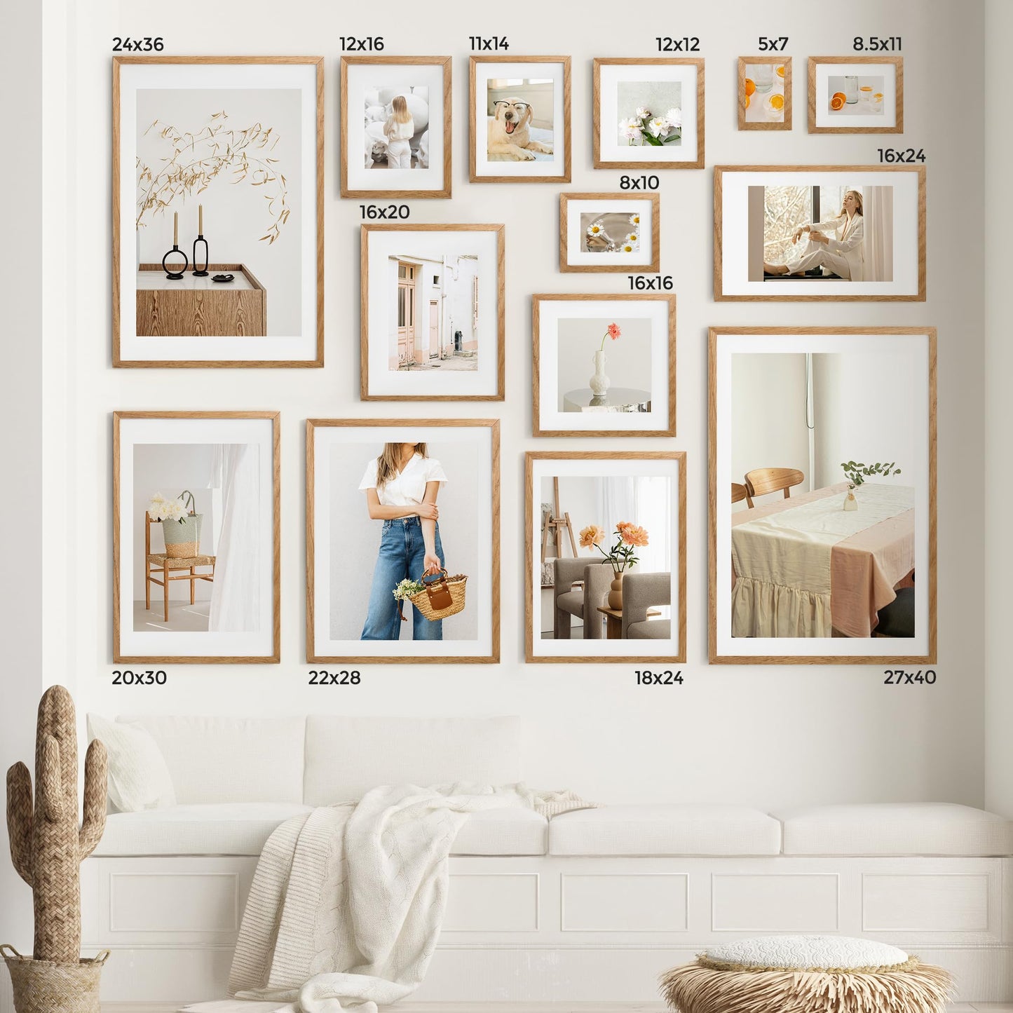 Diploma Frame For 8.5x11 Certificate Document | Solid Oak Wood 8.5 By 11 Picture With Mat For 6x8 | 8 1/2 x 11 Certificate Frame | Plexiglass And Hanging Hardware Included | Natural