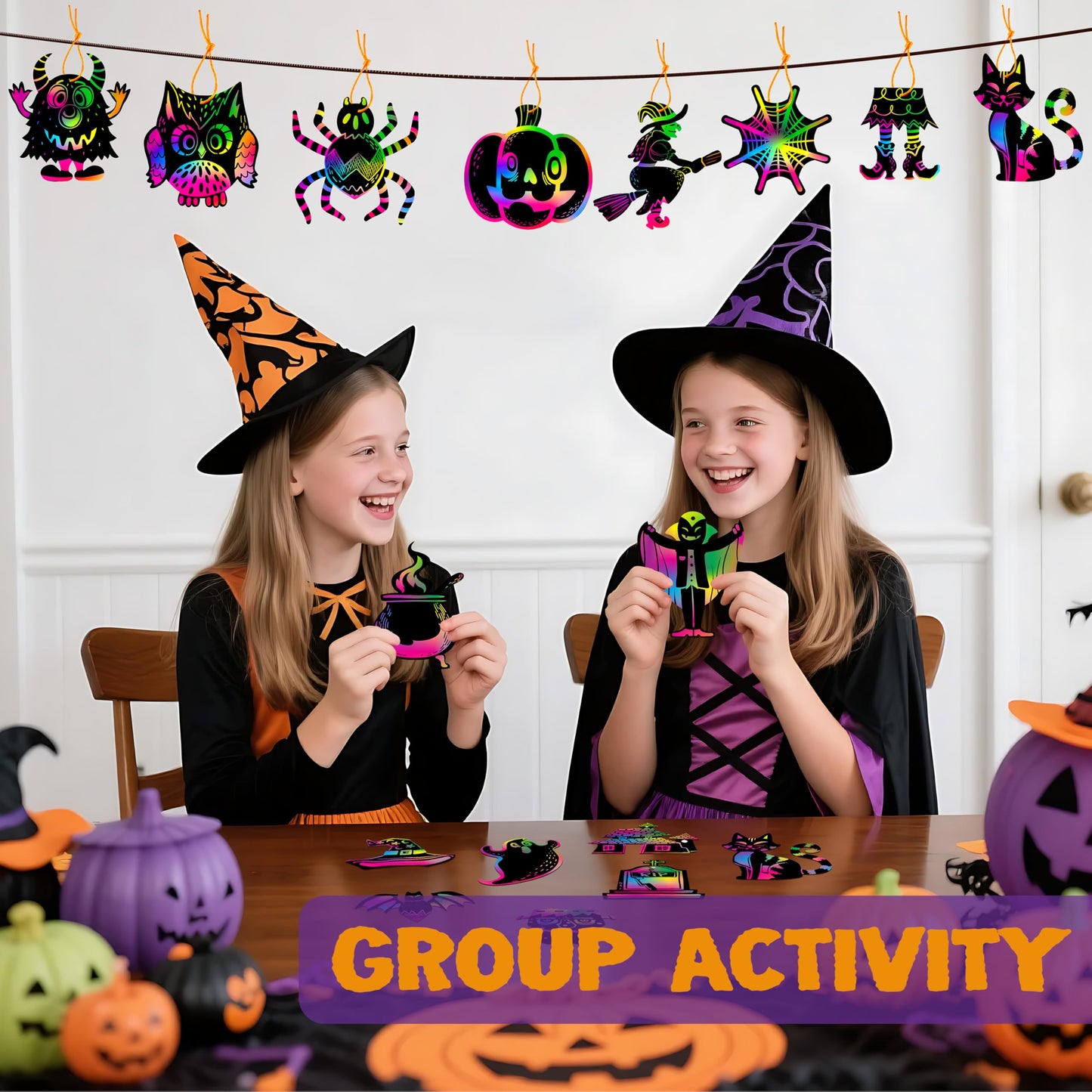 36 Pcs Halloween Rainbow Scratch Paper Art Crafts for Kid, Halloween Party Favors, Scratch Off Cards with 18 Designs for Party Supplies, Classroom Activities Game Goodies Gifts (Age 3+)