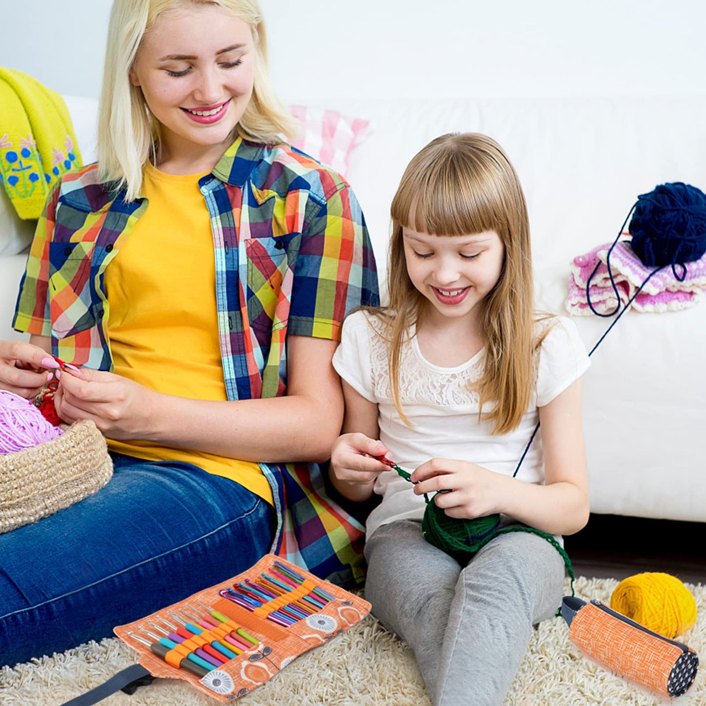 Vodiye Crochet Hooks, Ergonomic Handle Crochet Hooks Set, Comfortable Crochet Hook and Crochet Needle Accessories, Professional Crochet Needles Kit for Beginners and Experienced Crochet Hook Lovers