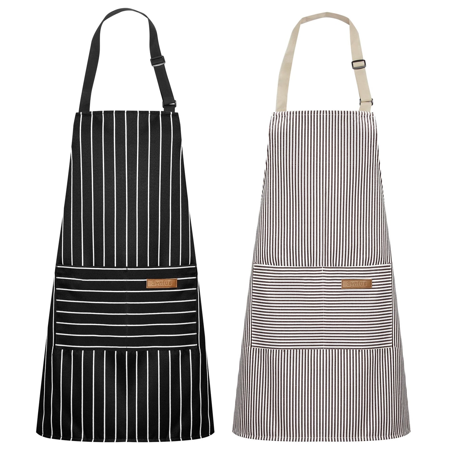 2 Pack Kitchen Aprons, Apron for Cooking with 2 Pockets for Men Women Adjustable Bib Chef Apron