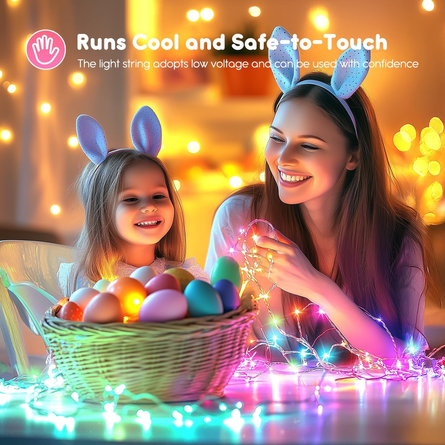 12 Pack Easter Day Pastel LED Fairy Lights Battery Operated - Waterproof Silver Wire 7 ft 20 LED Firefly Lights for Easter Day Decor DIY Craft Party Bedroom
