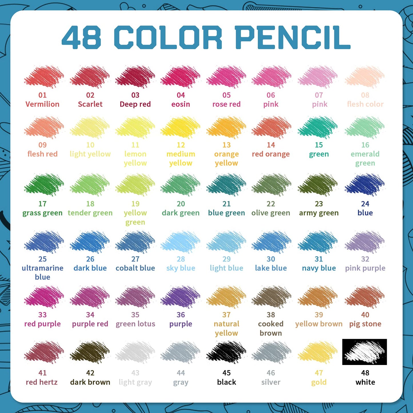 KuiiBoii 48 Color Colored Pencils, Suitable for Adults, Kids and Coloring Books, Artist Sketch Drawing Pencils Art Craft Supplies.