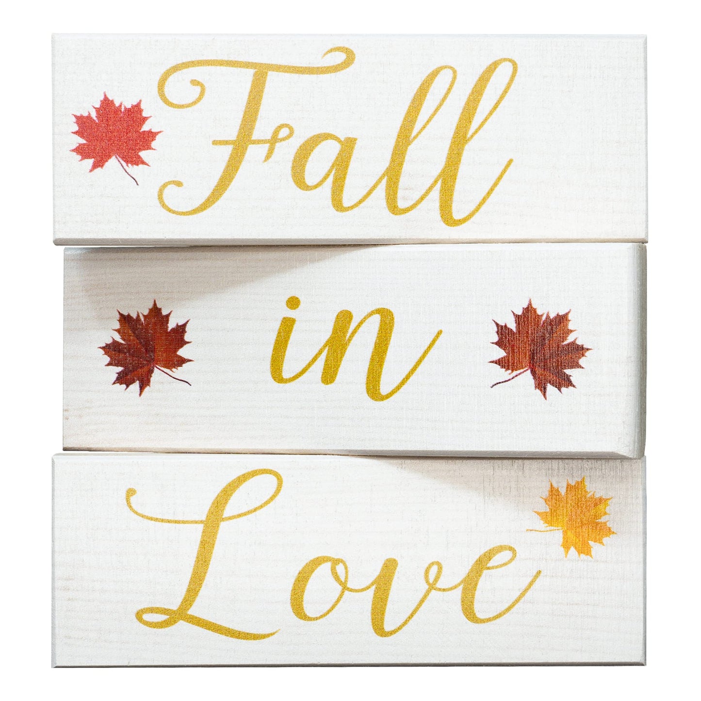Fall in Love Wooden Blocks - Fall Decor, Wedding and Bridal Showers, Thanksgiving and Harvest Displays, Fall Tiered Tray Decoration - Made in USA