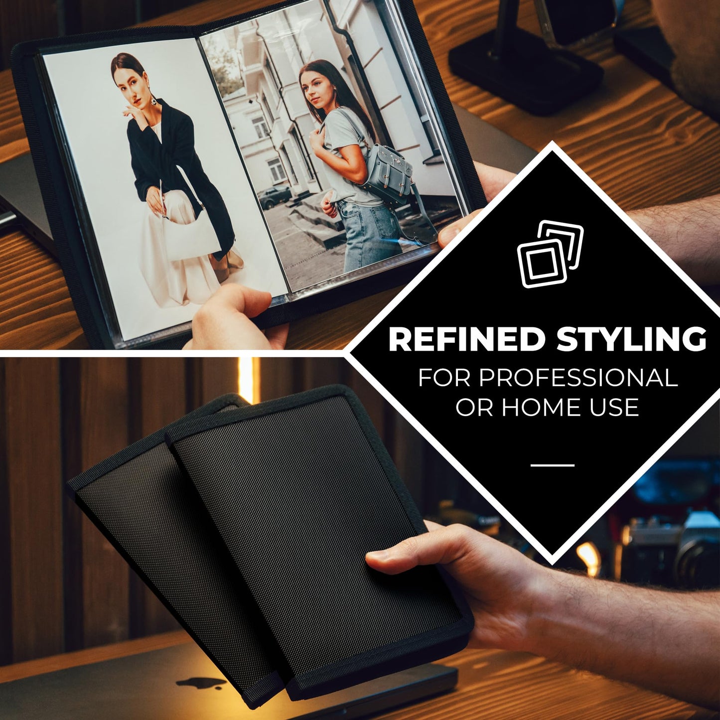 Dunwell 4x6 Photo Album (2-Pack, Black), Mounting Paper, Small 4 x 6 Art Portfolio Presentation Binder, 24 Clear Sleeves Show 48 Pages, Professional Picture Book for Artwork, Postcards