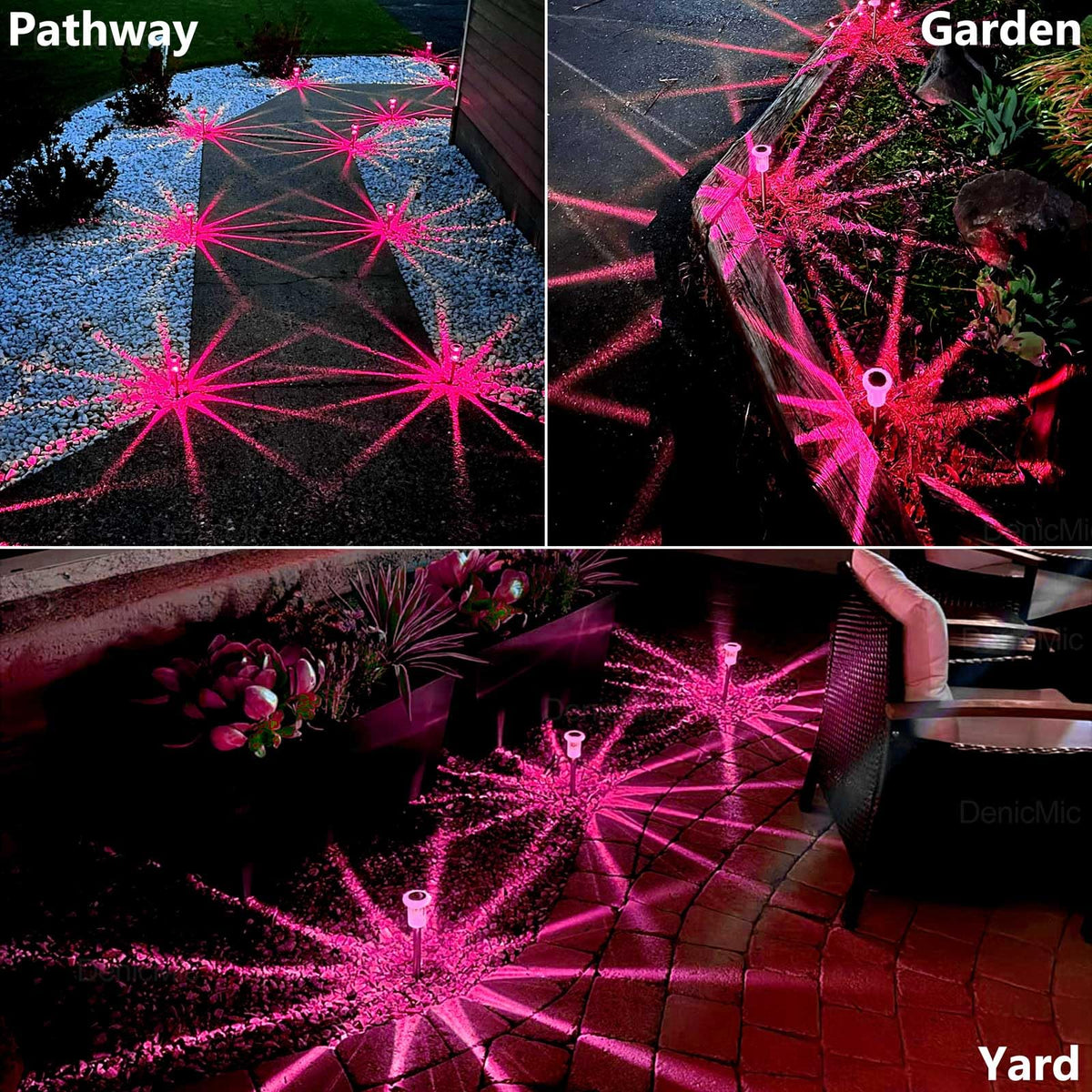 DenicMic Solar Outdoor Lights 10 Pack Pink LED Valentines/Mothers Day Decor
