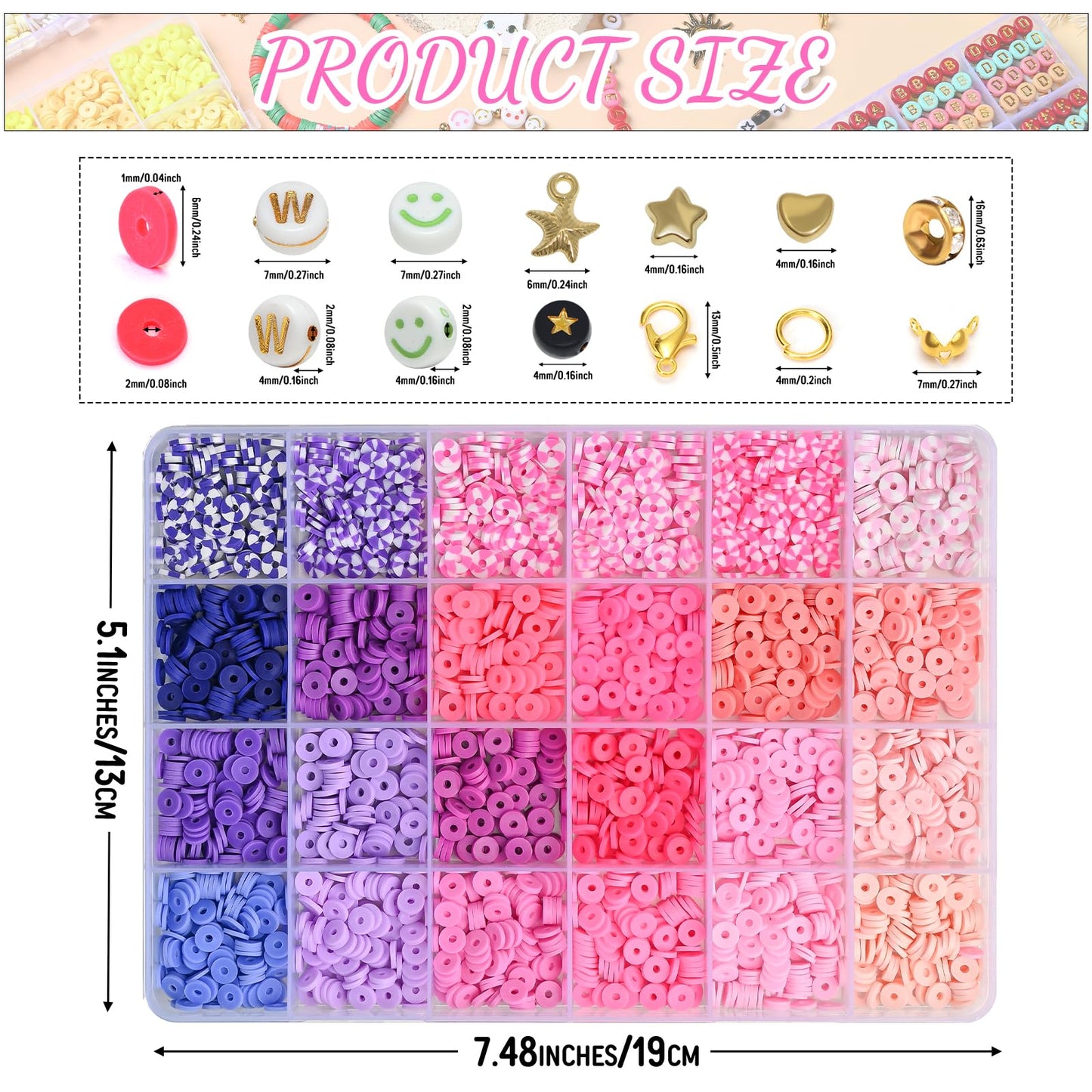 Friendship Bracelet Kit, 16888pcs, 96 Colors Polymer Clay Beads & 1200 Letter Beads，Bracelet Making Kit for DIY Jewelry Making&Friendship Bracelet Making