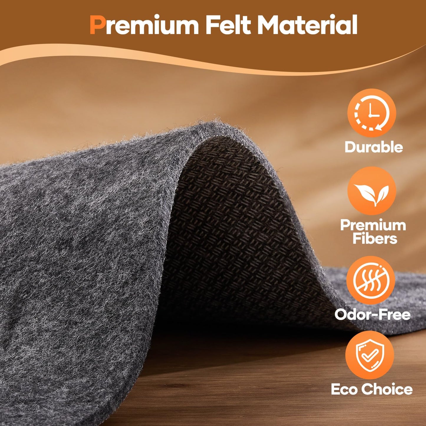 Non Slip Cushioned Rug Pad Gripper 8 x 10 Ft, Felt and Silicone Backing, 1/4 inch Thick Carpet Liner for Hardwood Floors and Finishes, Under Area Rugs Anti Skid Mat, Keep Rugs Safe and in Place