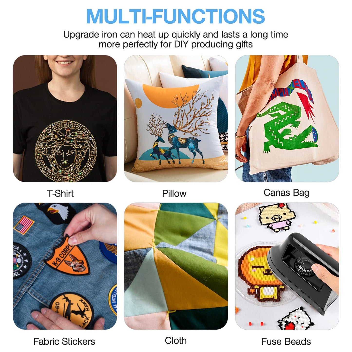 Mini Crafts Iron Handy Heat Press Machine Kit Portable with PVC Doormat for Heat Transfer, Charging Base Accessories for DIY T-Shirt Shoe Bag Vinyl Projects