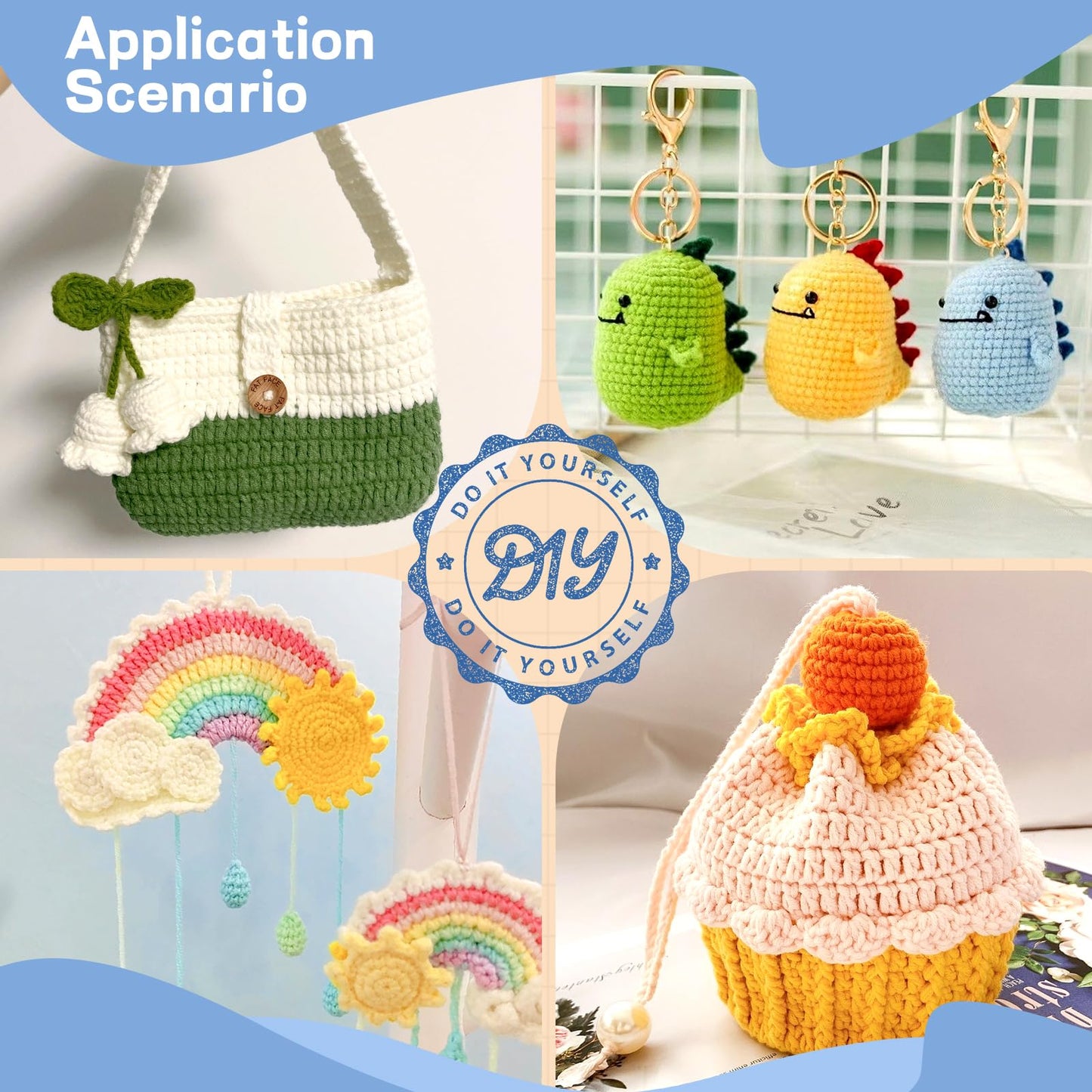 9 PCS Crochet Hooks, 2mm-6mm Multicolor Extended Crochet, Ergonomic Handle Crochet Hooks Set for Beginners Adults with Stitch Markers and Knitting Needles