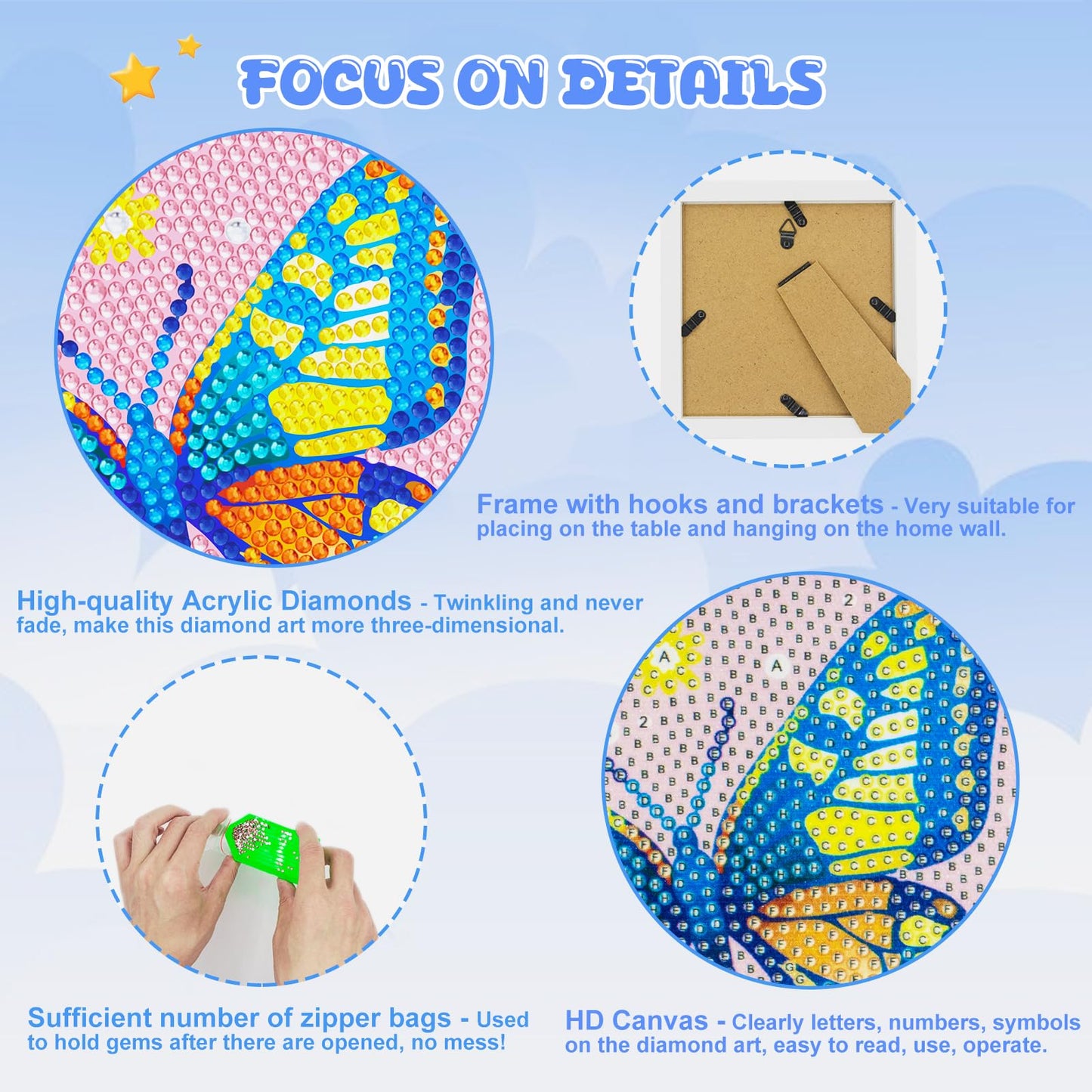 Diamond Art Kits for Kids - Crafts for Girls 8-12 - Diamond Art Painting with Wooden Frame - Arts and Crafts for Kids Ages 4-6 8-10 - GEM Art Supplies Dots for Adult Beginners Home Wall Decor Gifts