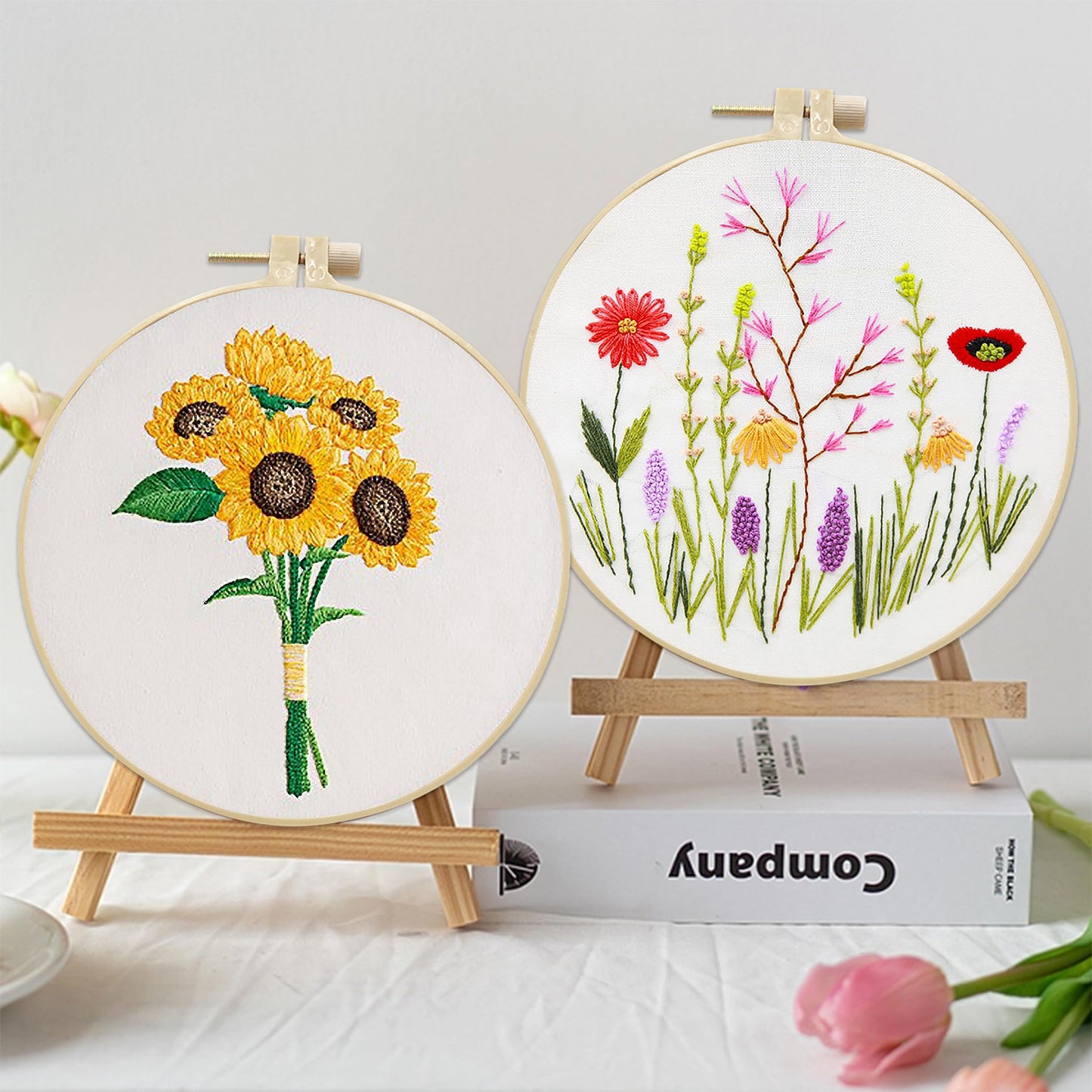 Maydear Beginner's Embroidery Starter Set - Pattern, Hoop, Threads, Scissors - Floral Fragrance