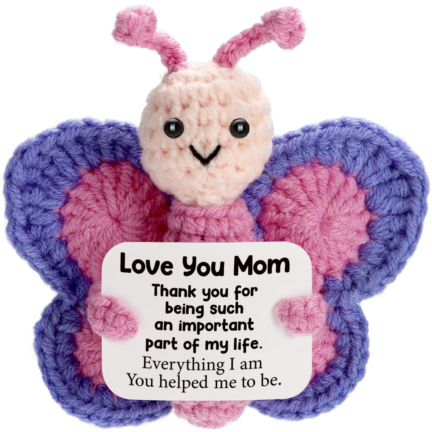 WEYON Mom Gifts for Mothers Day from Daughter Son, Mini Crochet Butterfly for First New Bonus Mom in Law Birthday, Funny Presents Like Necklace Card Bracelet Blanket Flowers Basket Candle Mug Box Set