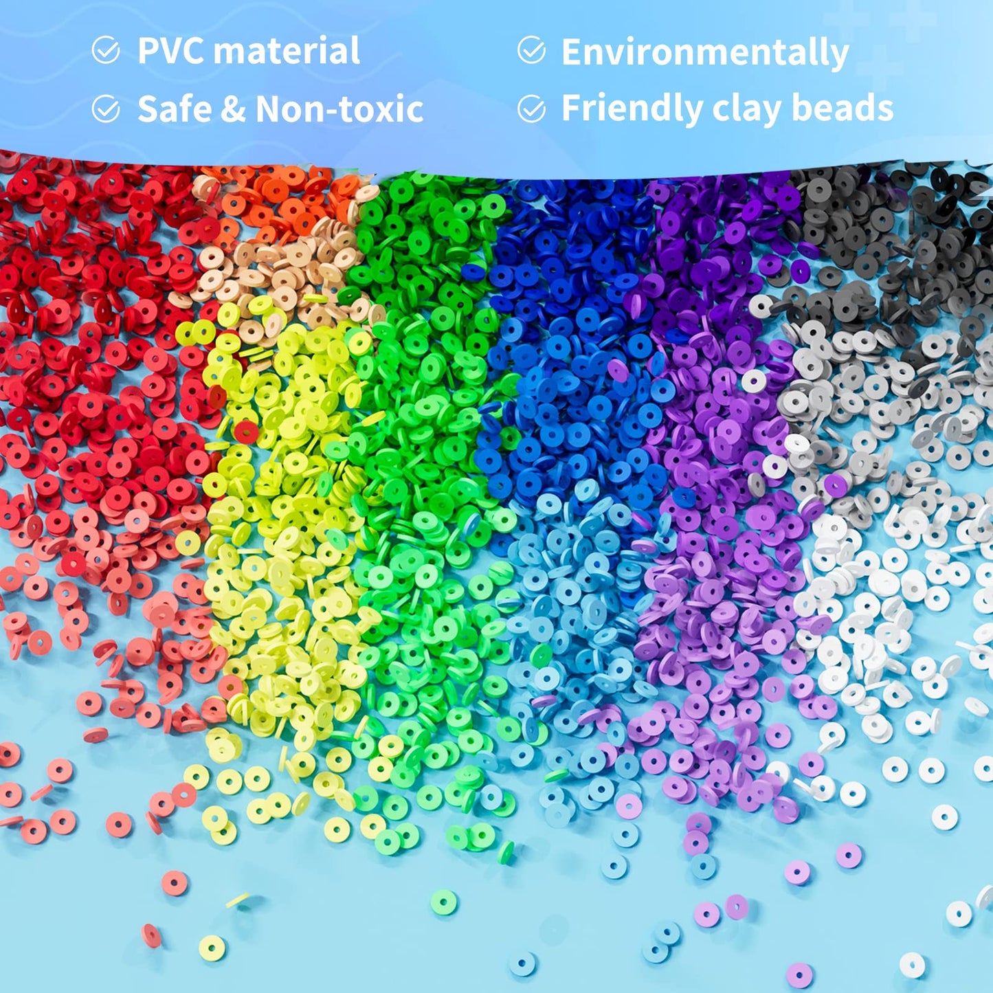 ARTDOT 10982 PCS Clay Beads for Friendship Bracelets Making Kit, 48 Rainbow Colors Jewelry Making Supplies Heishi Beads with Elastic String and Organizer Gifts