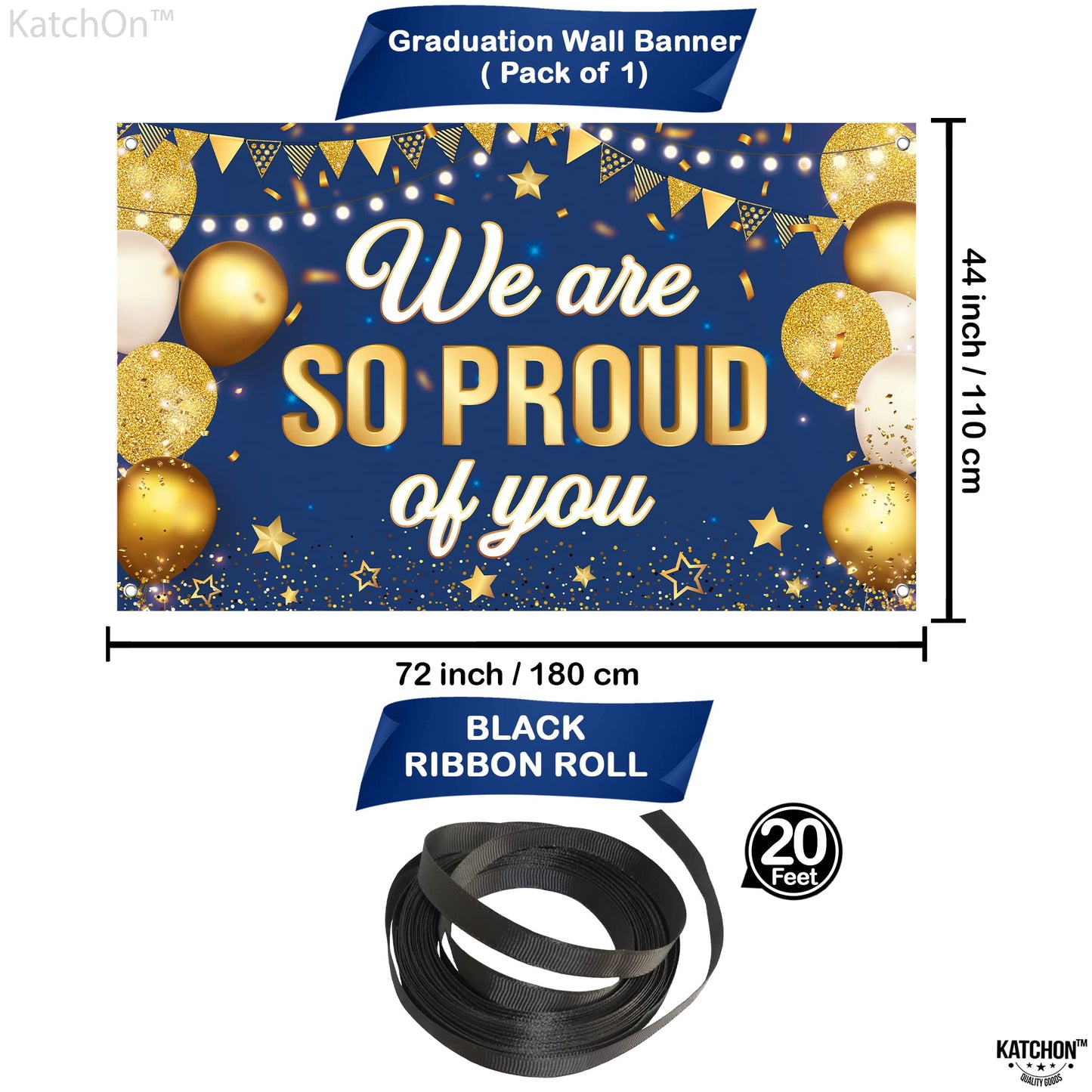 KatchOn, Blue We are So Proud of You Banner - XtraLarge, 72x44 Inch | Graduation Banner Congratulations Banner for Congratulations Decorations | Grad Backdrop for Graduation Decorations 2026