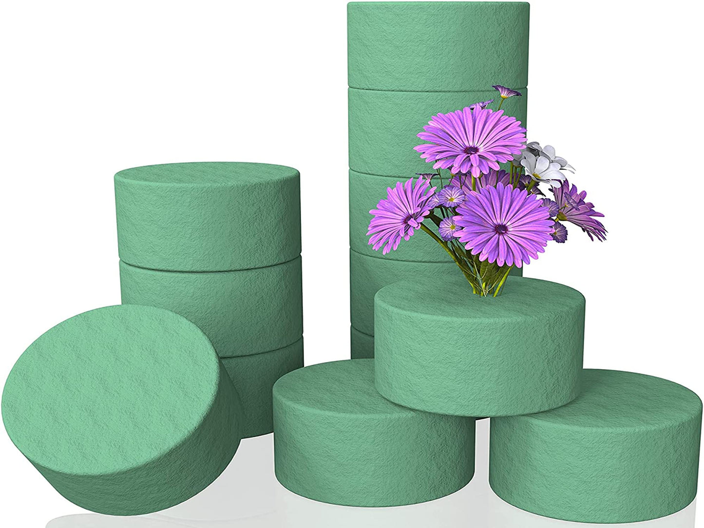 12 Pcs 3 Inch Flower Foam Block Round DIY Flower Arrangement Kit Wet Flower Foam for Artificial Flowers, Wedding Aisle Flowers, Party Decoration