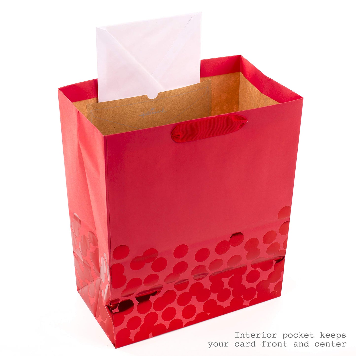 13" Large Gift Bag with Tissue Paper (Red Foil Dots) for Christmas, Father's Day, Birthdays, Graduations, Valentines Day, Sweetest Day or Any Occasion