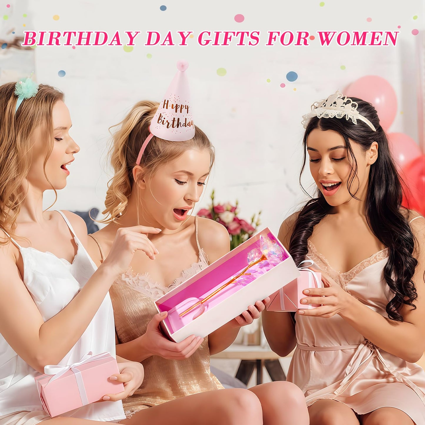 Mothers Day Mom Gifts for Women Grandma, Artificial Forever Birthday Flowers Galaxy Glass Eternal Roses with Heart Shaped Crystal Vase, Mother's Day Anniversary Wedding Rose Gifts for Wife Sister