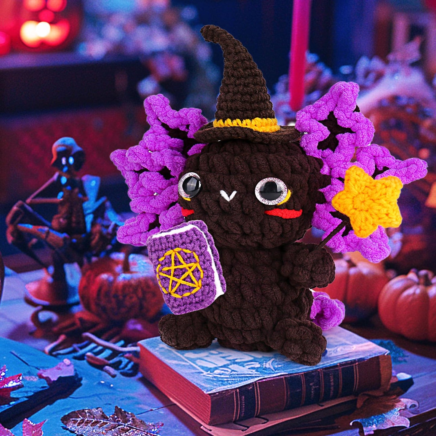 Crochetta Crochet Kit for Beginners, Crochet Starter Kit w Step-by-Step Video Tutorials, Beginner Crochet Kit for Adults Kids Women Men Complete Kit Included (Axolotl Wizard)