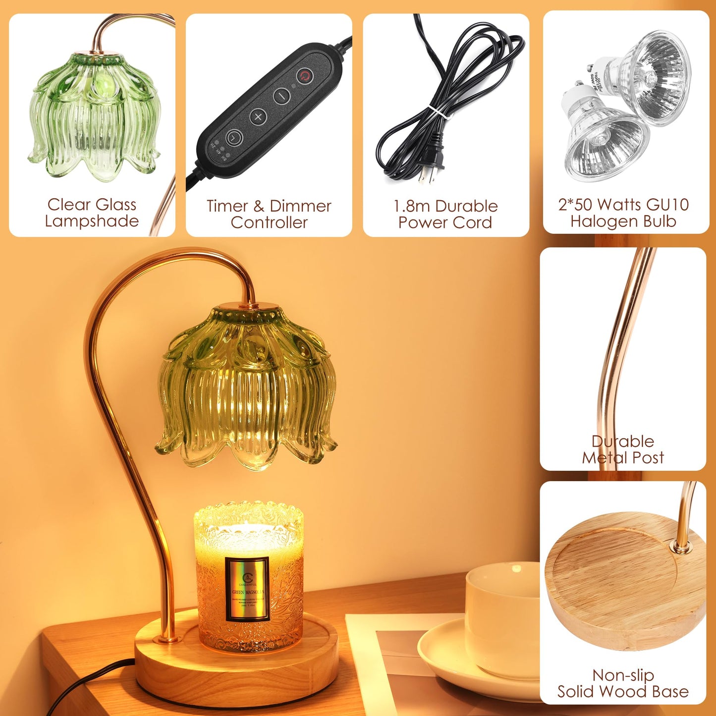 Merrtody Flower Candle Warmer Lamp with Timer & Dimmer - Fits All Jar Scented Candles - Christmas & Mother's Day Gift for Women，Mom，Her