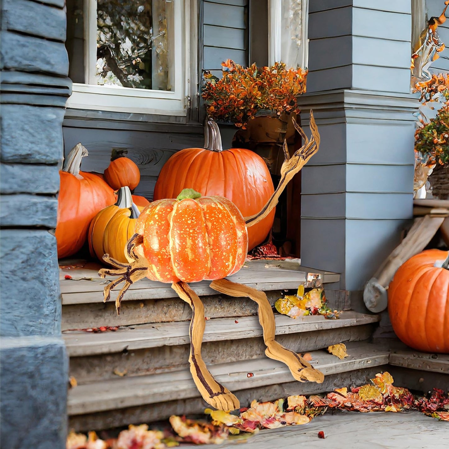 Arrowbash Set of 4 Bendable Pumpkin Arms and Legs Scary Outdoor Halloween Pumpkin Decor Spooky Vine Design Halloween Outdoor Decorations for Outside Porch Yard