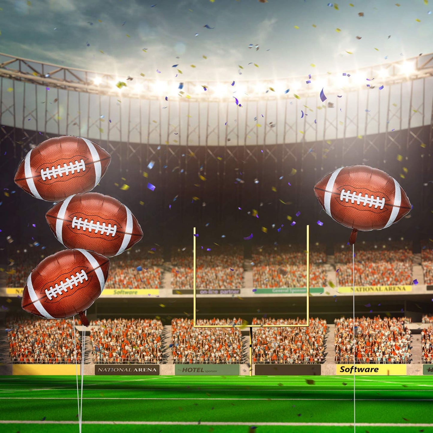 Football Balloons Football Party Balloons Football Shaped Aluminum Foil Balloons for Sport Themed Football Themed Birthday Party Decor, 26 Inch(4 Pieces)