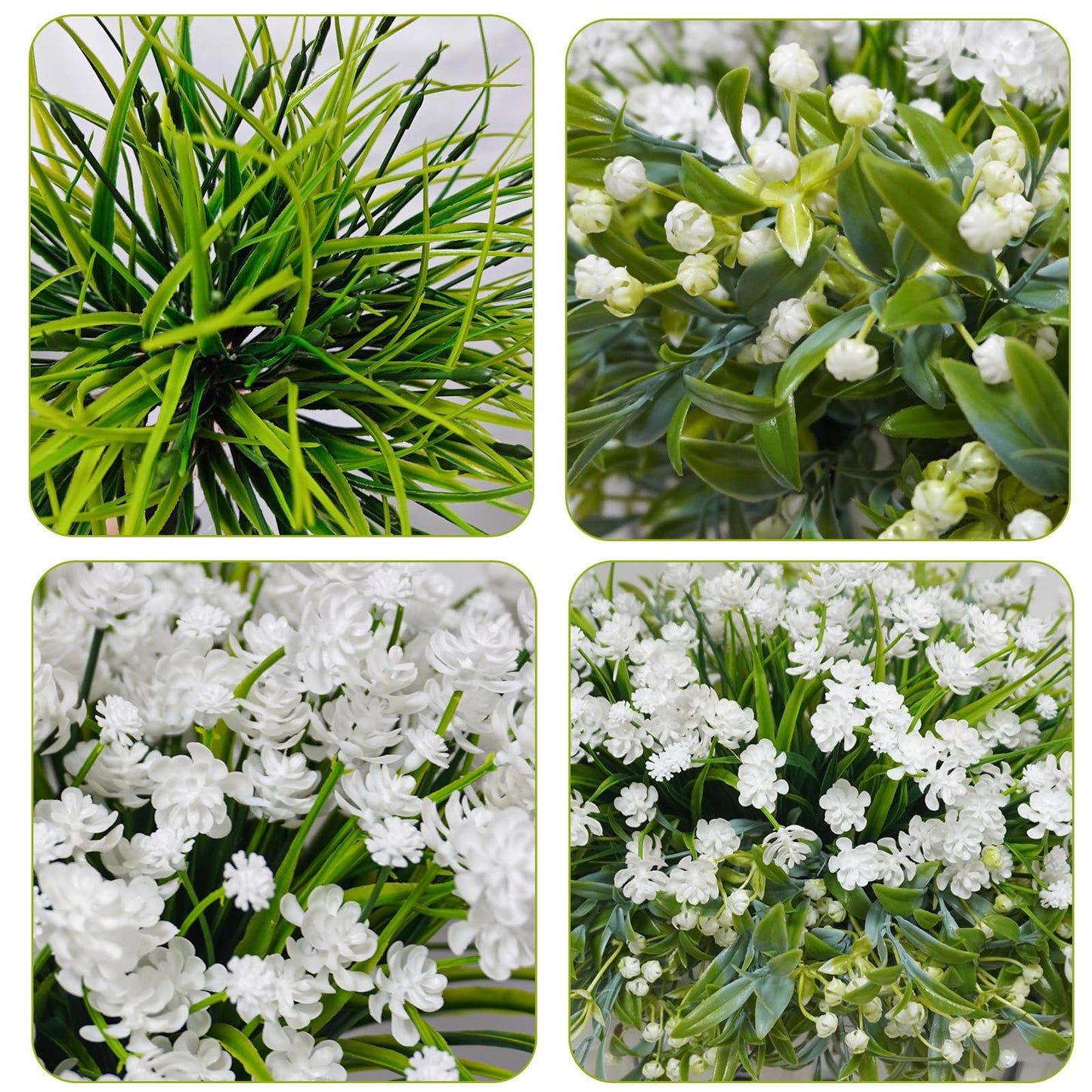 Ruidazon 36 Pcs Artificial Flowers for Outdoor, UV Resistant Outdoor Fake Plants Faux Plastic Flowers Shrubs for Outside Garden Patio Porch Window Box Spring Summer Decor (Mixed White)