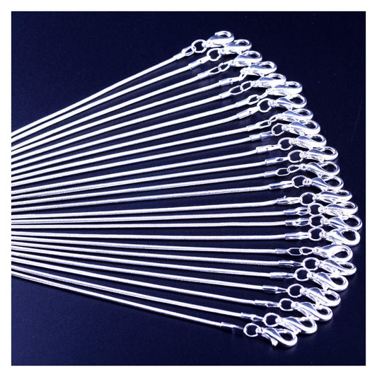 Snake Chain Necklace White Brightening 24pcs 925 Silver Plated 1.2mm DIY Shining Link with Lobster Clasps for Jewelry Making (20 inch, Shining White Brightening)