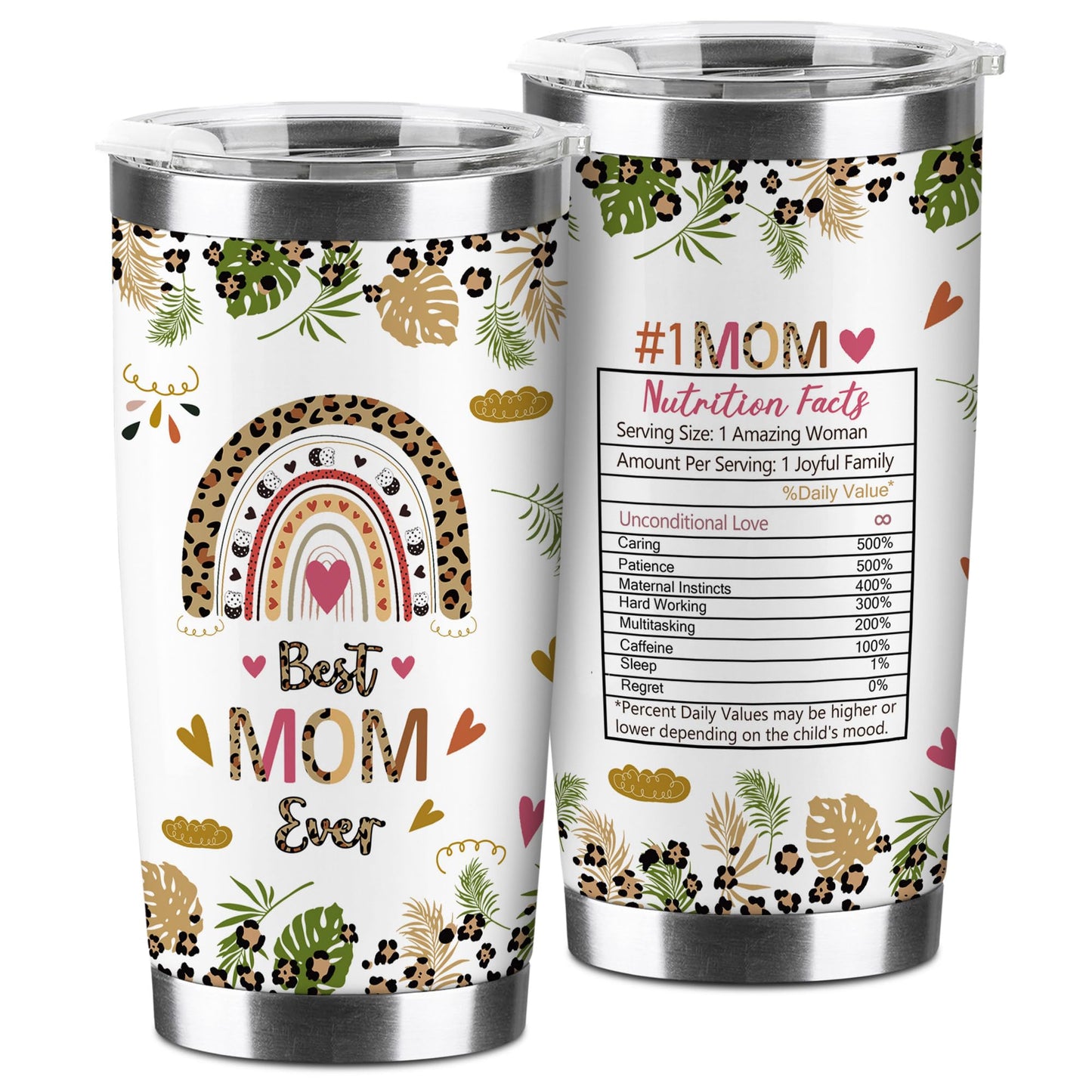 Hexagram Mom Birthday Gifts from Daughter, Best Mom Ever 20 oz Tumbler, Mothers Day Moms Gifts from Son, Moms 18/8 Stainless Steel Coffee Cup with Lid, Mothers Day Mama Present