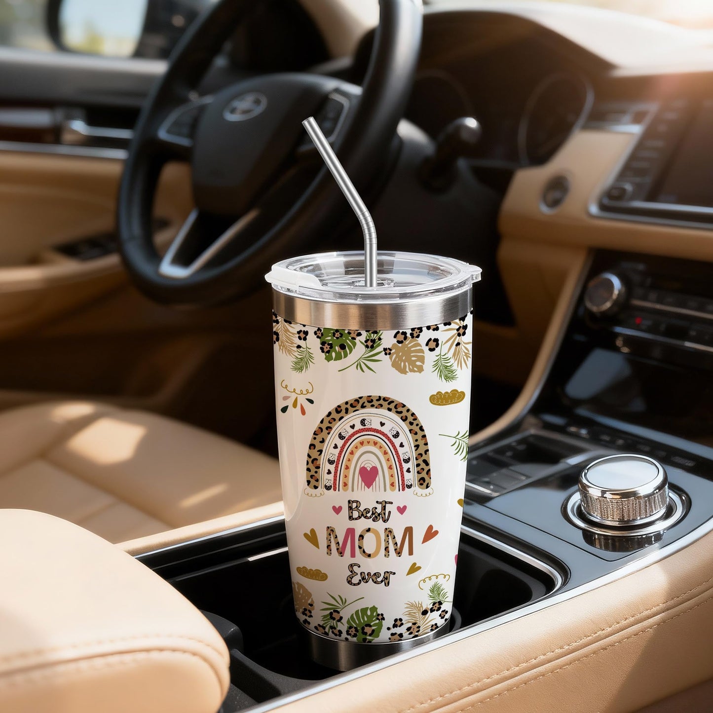 Hexagram Mom Birthday Gifts from Daughter, Best Mom Ever 20 oz Tumbler, Mothers Day Moms Gifts from Son, Moms 18/8 Stainless Steel Coffee Cup with Lid, Mothers Day Mama Present