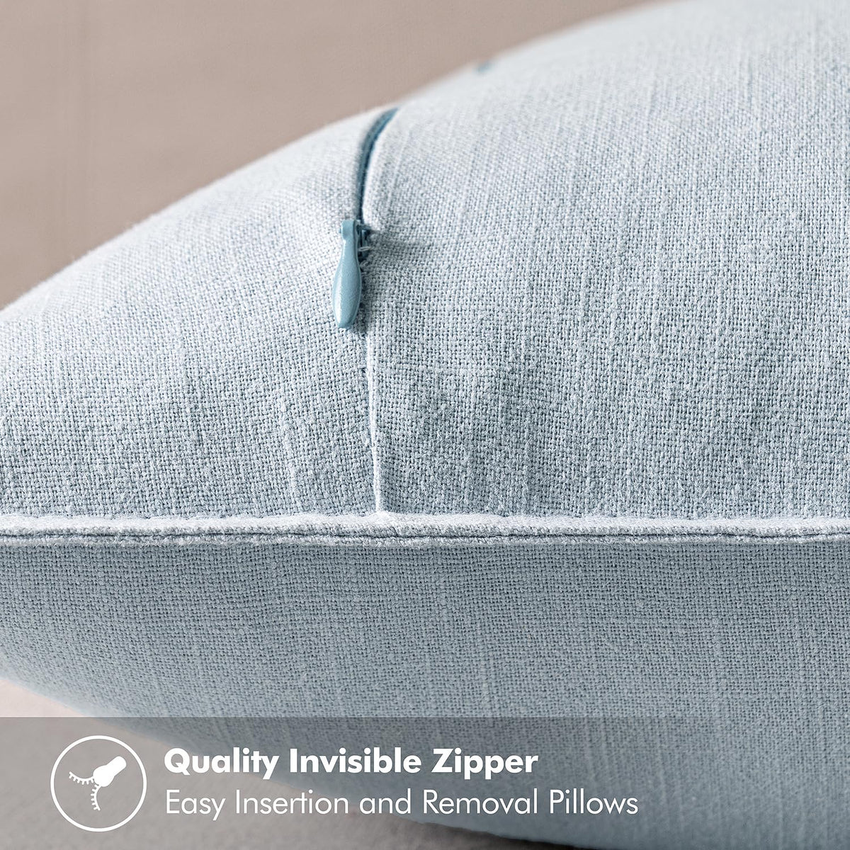 MIULEE Decorative Linen Euro Sham Pillow Covers 24x24 Light Blue