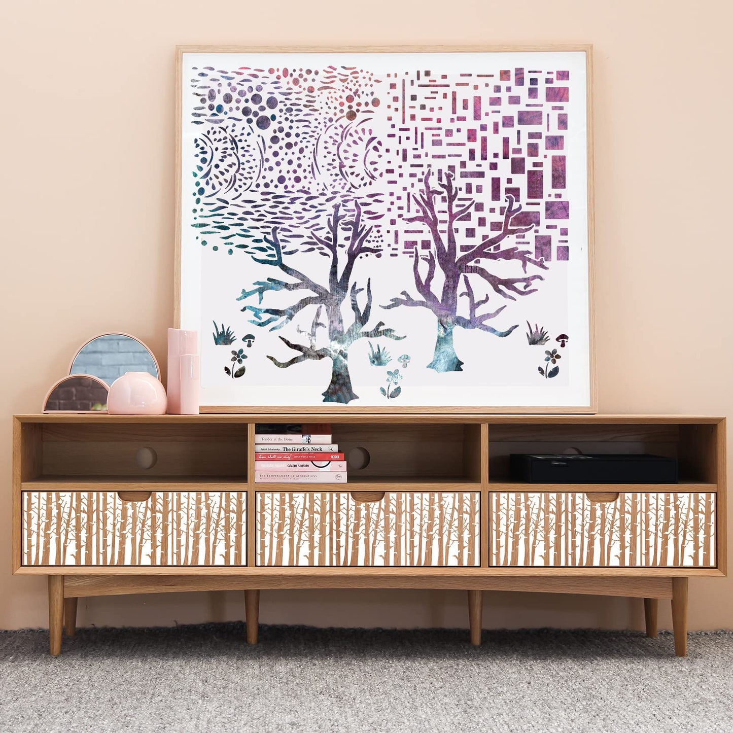 14 Pcs Layering Mixed Media Stencils Leopard Diamond Spirals Cubist Templates Geometric Patterns Stencils for Painting on Walls Canvas DIY Craft Scrapbooking Stamp Decor Card Making (6x6inch)