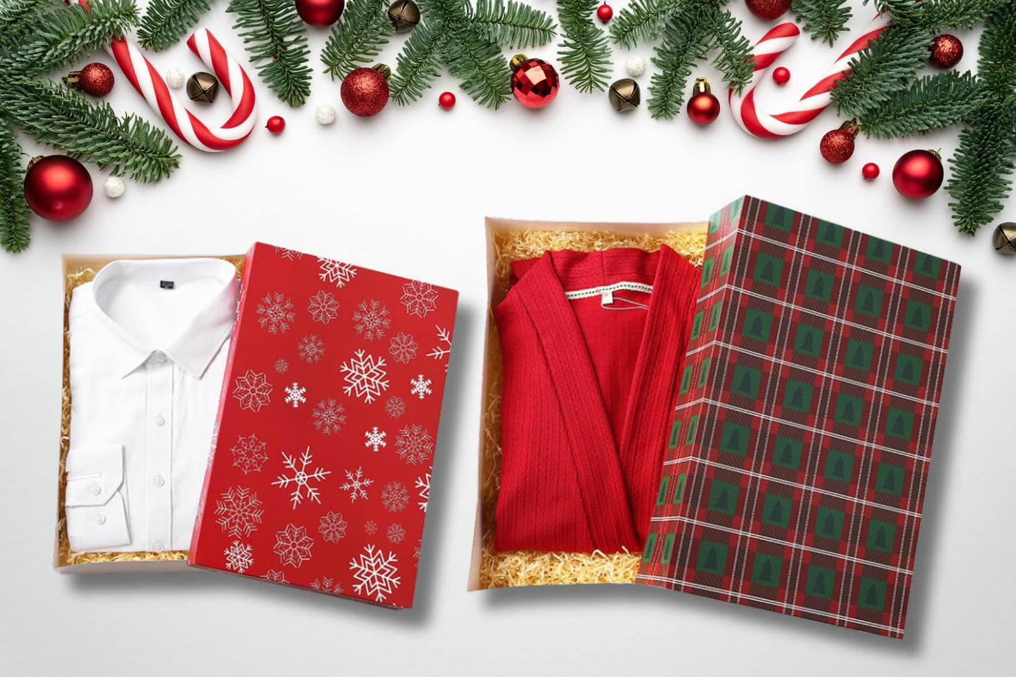 NUJOVI 13 Piece Christmas Gift Boxes with Lids - Premium Robe Boxes with 4 Inch Deep and Shirt Boxes Also Good for Pants, Lingerie, Sweaters, Clothing