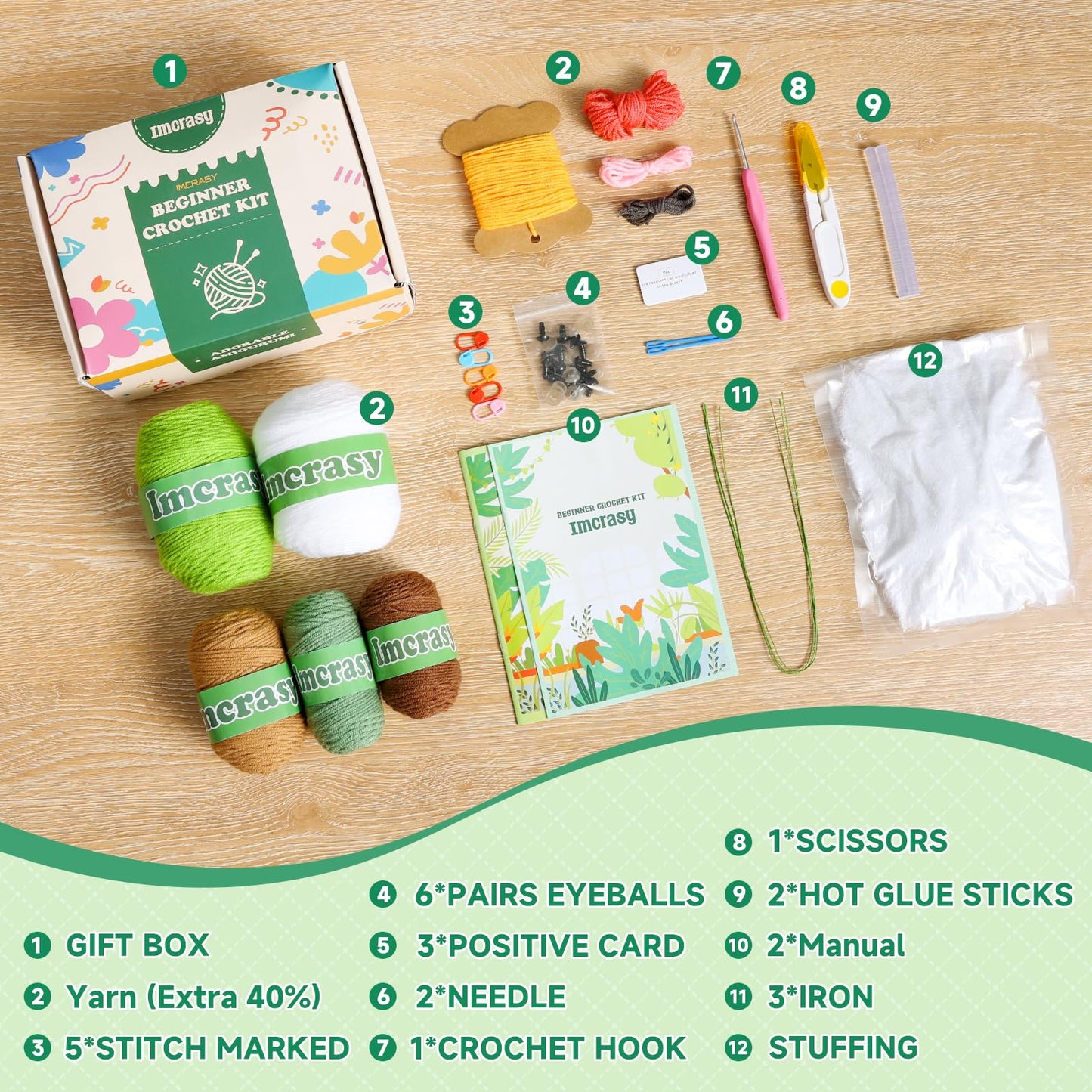 Imcrasy Crochet Kit for Beginners with Step by Step Video Lessons | 6 PC Potted Plants and Succulent Family Crochet Kit with Accessories (40%+ Yarn)