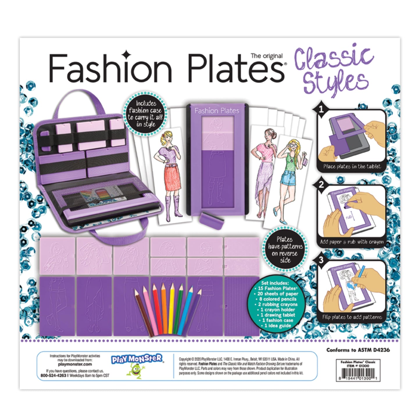 Fashion Plates Classic – Girls Fashion, Mix-and-Match Drawing Kit, Arts and Crafts, Coloring, Art Supplies, Craft Supplies, Stencils, Crayons Included, Create Your Own Designs, Ages 6+