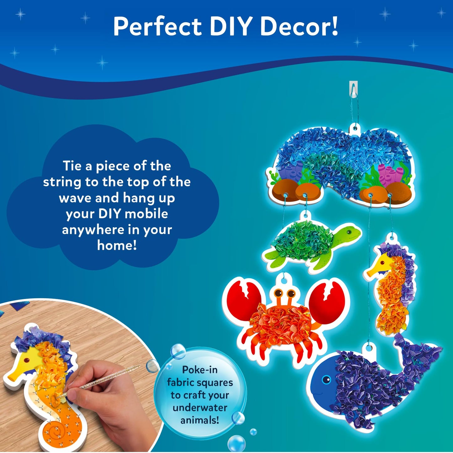Skillmatics Poke-in Art - Underwater Animals, Mess-Free Arts & DIY Wood Crafts for Kids, Creative Kit, Gifts for Girls & Boys Ages 4, 5, 6, 7, 8, 9