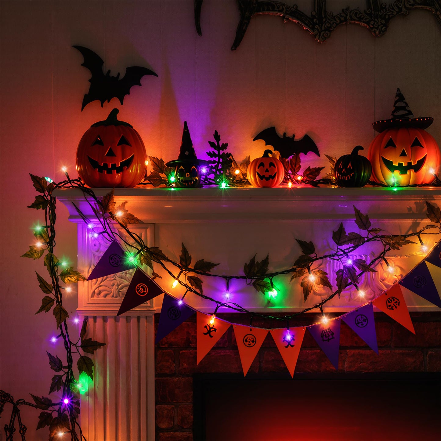 Purple Orange and Green Halloween Lights, 20FT 100 Count Incandescent Mini String Lights, Waterproof Halloween Decorations for Outdoor Indoor Patio Home Party Garden Yard Decor