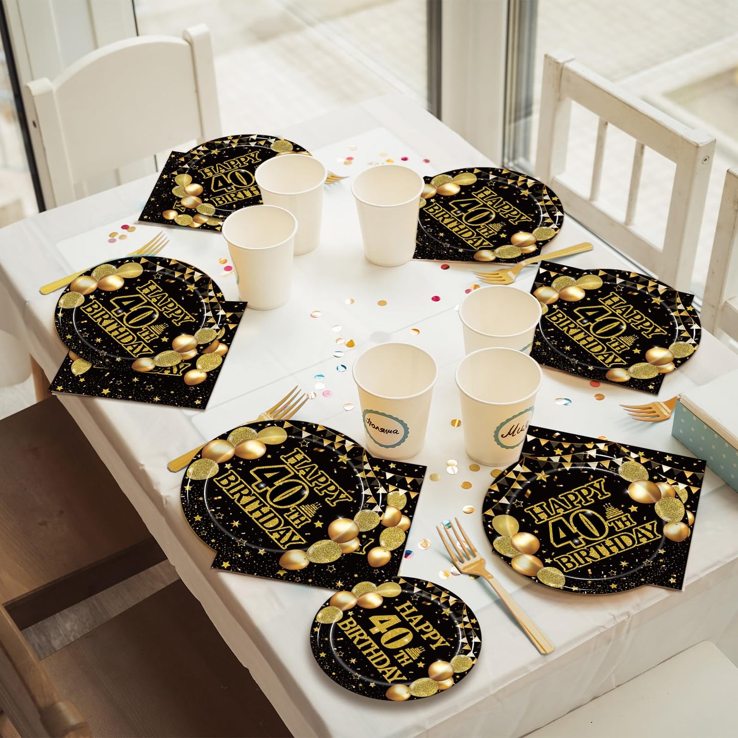 Kepeel 96Pcs 40th Birthday Party Tableware Set, Back in 1984 Birthday Party Decorations Supplies for Men Women Cheers to 40 Years Birthday Party Dessert Plates Napkins Forks Favors, Serve 24