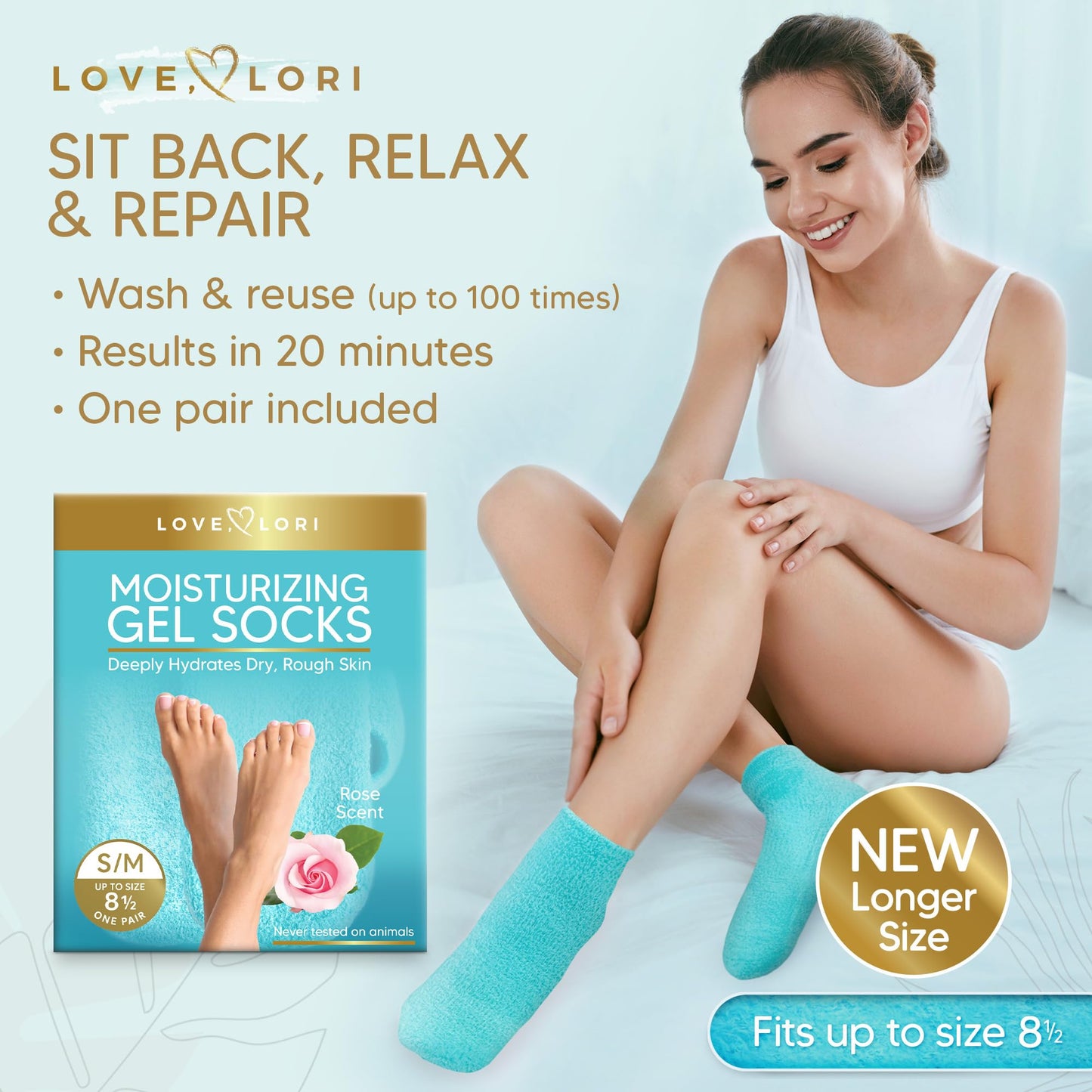 Socks (Up to Size 8.5) Gel Silicone Aloe Socks Spa Gifts Galentines Day Gifts - Infused with Vitamin E & JoJoba Oil - Self Care for Women
