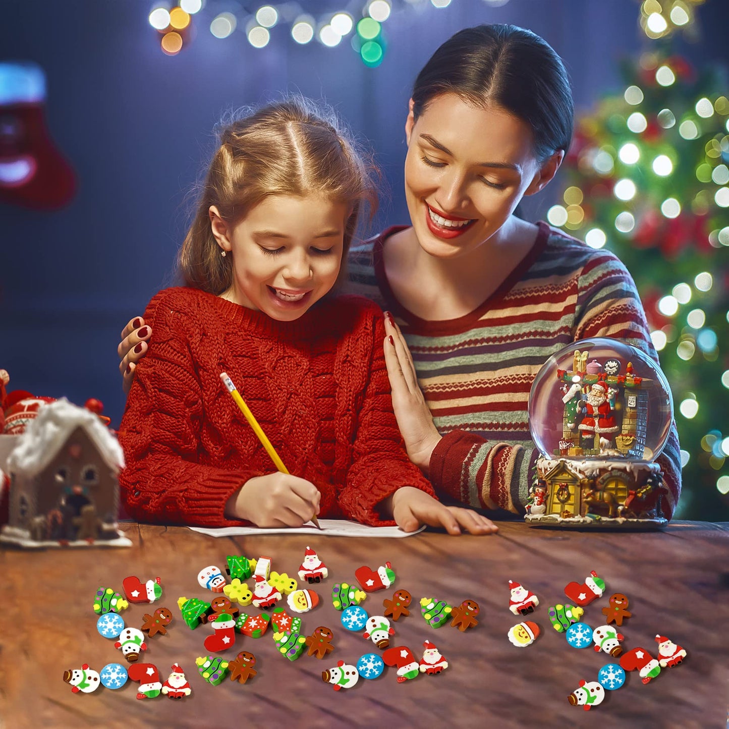 150 Pcs Christmas Mini Erasers for Kids, Cute Small Animal Erasers Bulk for Kids Desk Pets Christmas Pencil Erasers Socks Santa Snowflakes Gift Filling Homework School Classroom Rewards Prizes